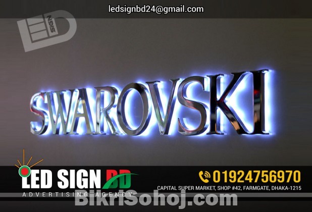 SS Acrylic Letter with RGB 3D LED Signage Working.